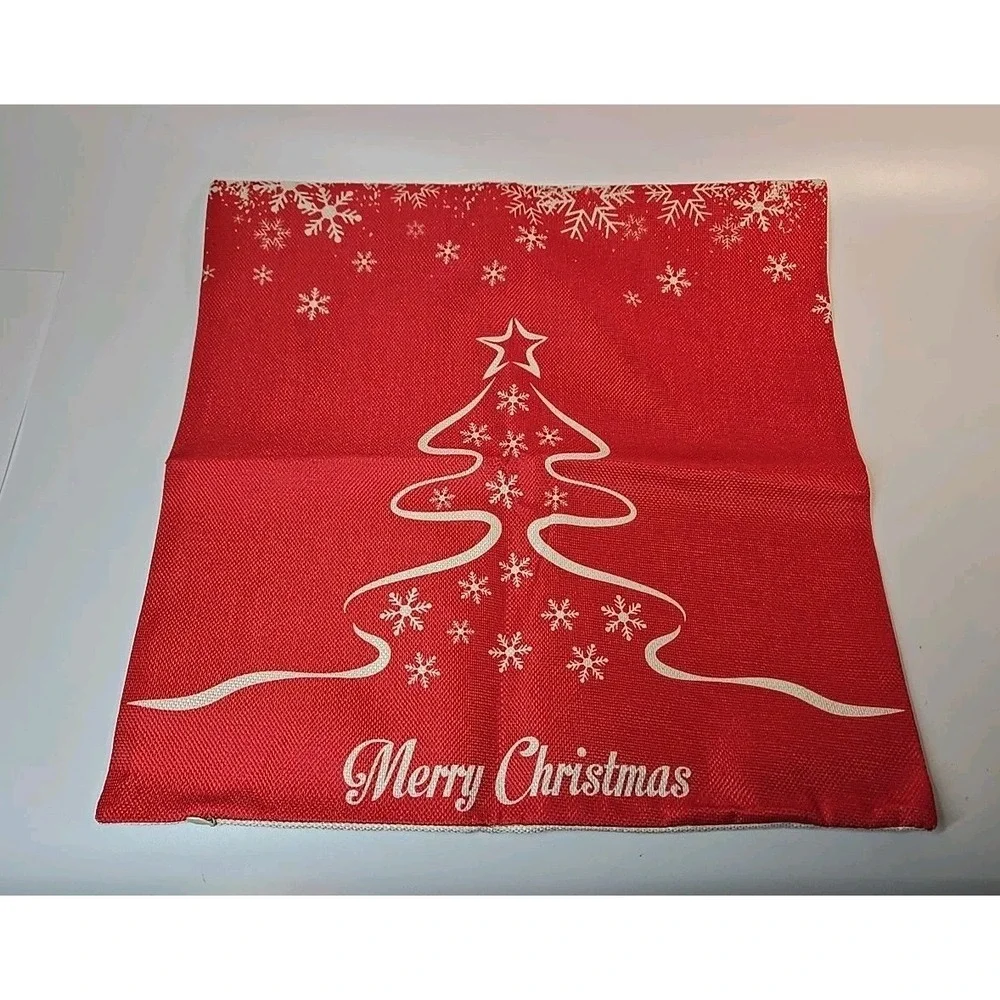 Christmas Themed Throw Pillow Decorative Covers 17 X 17 set 4 Red & White *New*